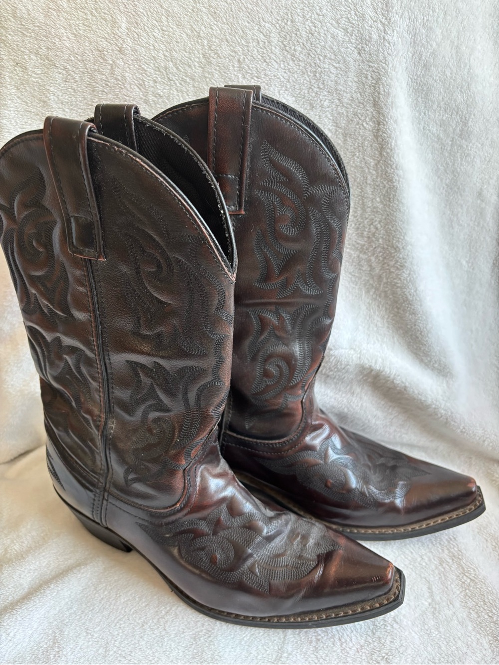 Laredo Men's Dark Brown Leather Western Cowboy Boots - Picture 3 of 4